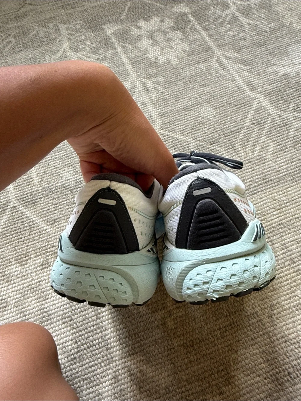 Brooks Women’s Adrenaline Running Shoes - White with Coral and Light Blue